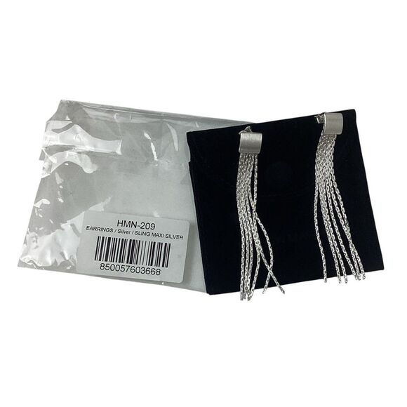 HEAVEN MAYHEM Sling Maxi Silver Earrings New with Packaging Chain Detail - Picture 7 of 9